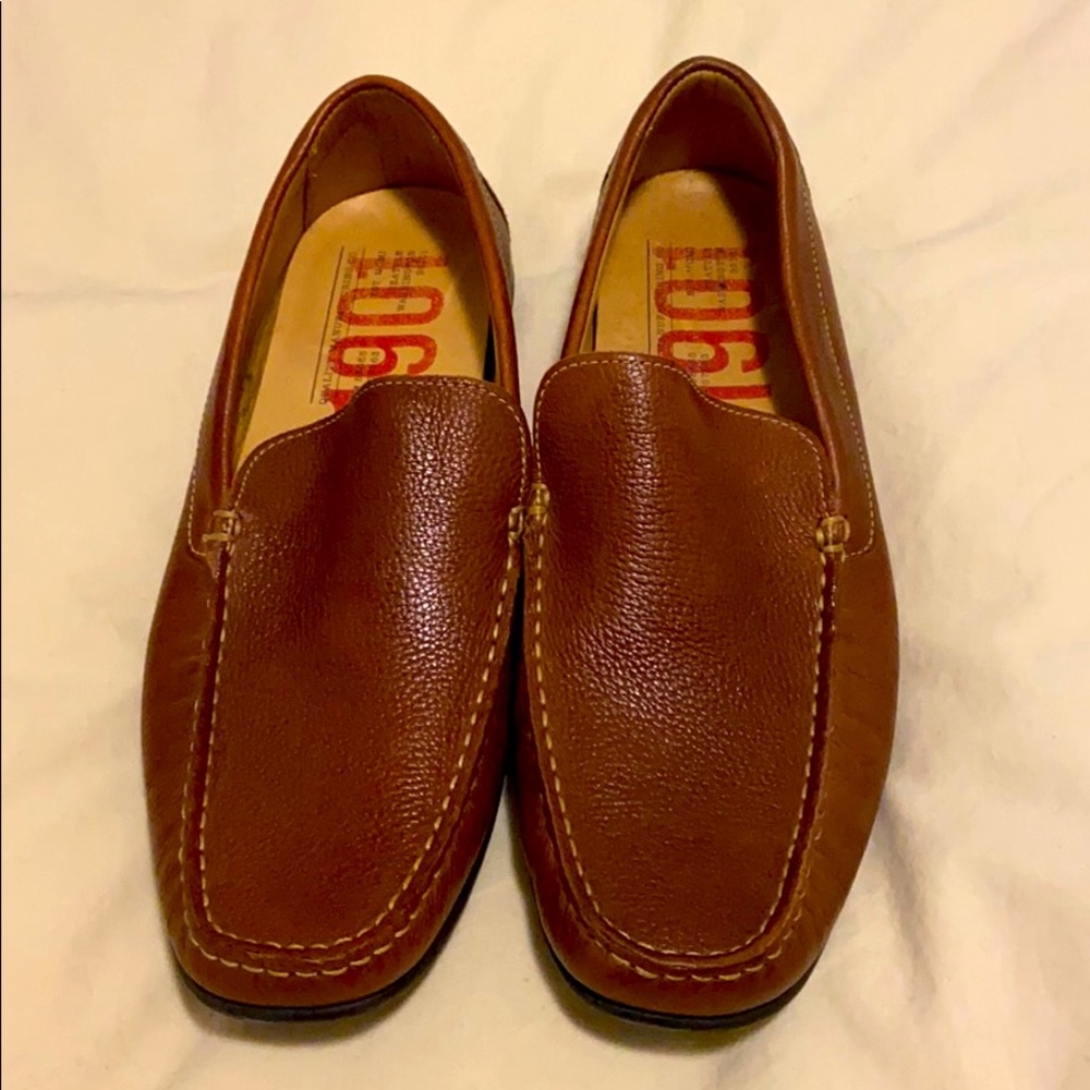 Tan leather loafers